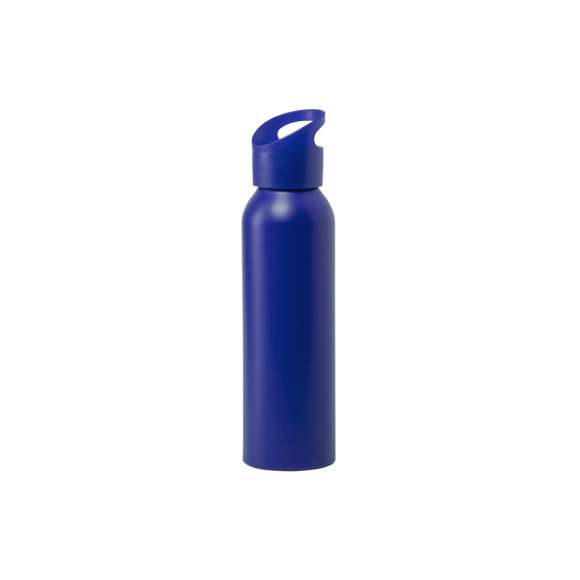 Bidón de 600ml de capacidad en aluminio en acabado mate. Tapón de rosca a juego, con sistema de fácil apertura y libre de BPA. Disponible en variada gama de colores mates y presentado en atractiva caja de diseño.