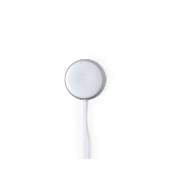 Cargador inalámbrico magnético 10W. Carcasa fabricada en resistente aluminio de acabado plateado. Con indicador de estado de carga y cable USB de 1m con conector de aluminio. Incluye accesorio metálico con adhesivo 3M, de fijación extra fuerte y libre de residuo al despegarlo del dispositivo, permitiendo así el uso de la función magnética del cargador en cualquier dispositivo móvil. Compatible con terminales equipados con tecnología de carga inalámbrica. Amplia superficie de marcaje y presentado en atractiva caja de diseño. Disponible manual de instrucciones en español e inglés.