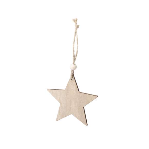 Set de 3 figuras navideñas de línea nature para colgar, fabricadas en madera de tacto suave. Cordón en yute con bolita para ajuste. Incluye reno, estrella y árbol de navidad. Presentado en bolsa individual con cartón interior en color natural.