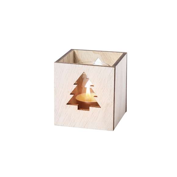 Vela aromática navideña de línea nature y aroma vainilla. Fabricada en cristal, con caja de madera troquelada y original diseño. Presentada en caja individual de color natural.
