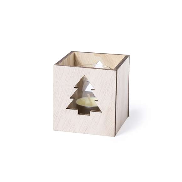 Vela aromática navideña de línea nature y aroma vainilla. Fabricada en cristal, con caja de madera troquelada y original diseño. Presentada en caja individual de color natural.