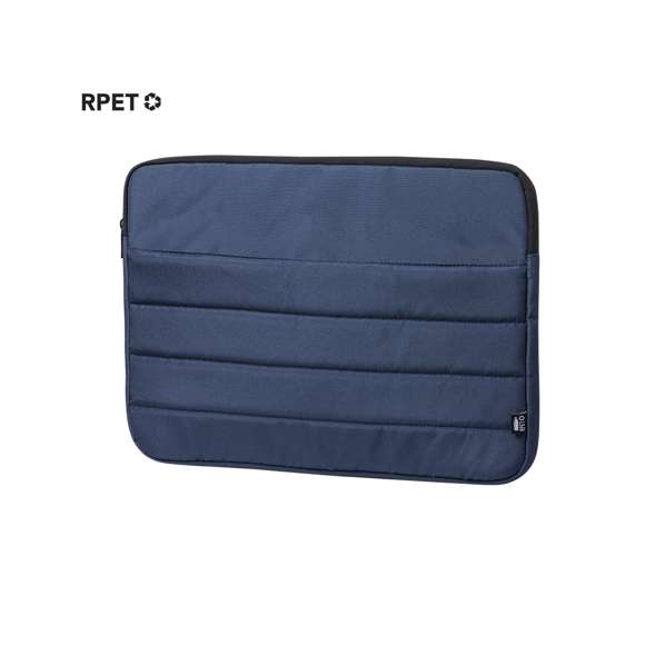 Funda para ordenador portátil de línea nature y acolchado total, para portátiles de hasta 15 pulgadas. Fabricada en resistente RPET 300D elaborado a partir de plástico reciclado, para así fomentar la reutilización de residuos plásticos y contribuir a la sostenibilidad del planeta. Bolsillo principal con cierre de cremallera y tirador metálico. Distintivo RPET en etiqueta.