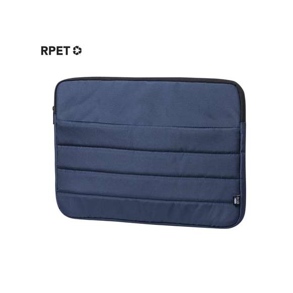 Funda para ordenador portátil de línea nature y acolchado total, para portátiles de hasta 15 pulgadas. Fabricada en resistente RPET 300D elaborado a partir de plástico reciclado, para así fomentar la reutilización de residuos plásticos y contribuir a la sostenibilidad del planeta. Bolsillo principal con cierre de cremallera y tirador metálico. Distintivo RPET en etiqueta.