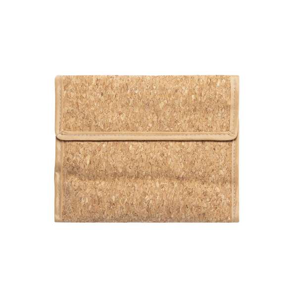 Enfriador de línea nature para botellas, fabricado en resistente corcho natural. Con cierre ajustable de velcro y líquido refrigerante interior.
