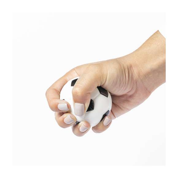 Pelota antiestrés con diseño fútbol y suave cuerpo en PU.