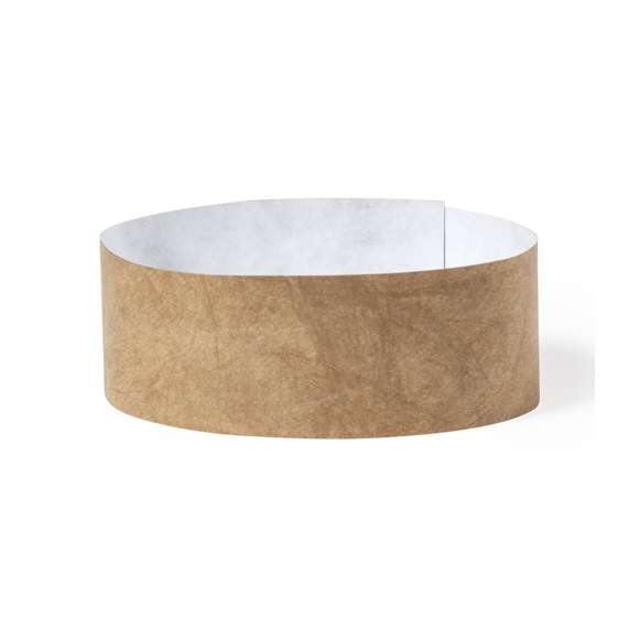Pulsera para eventos de acabado nature. Fabricada en fibra sintética Tyvek®, que destaca especialmente por su resistencia, flexibilidad, durabilidad y facilidad para la impresión. Con cierre adhesivo, talla única para adulto. Resistente al agua. Presentada en plancha troquelada de 10 piezas con numeración individual.