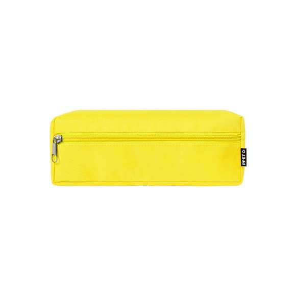 Estuche en resistente poliéster 600D RPET, elaborado a partir de plástico reciclado, para así fomentar la reutilización de residuos plásticos y ayudar a la sostenibilidad del planeta. Con cierre de cremallera en frontal y tirador metálico. Distintivo RPET en etiqueta.
