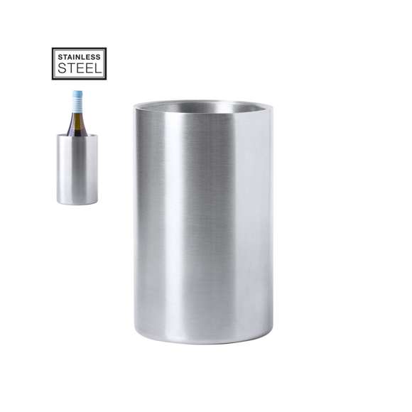 Enfriador, fabricado en acero inox de acabado mate para 1 botella. Presentado en atractiva caja de diseño.