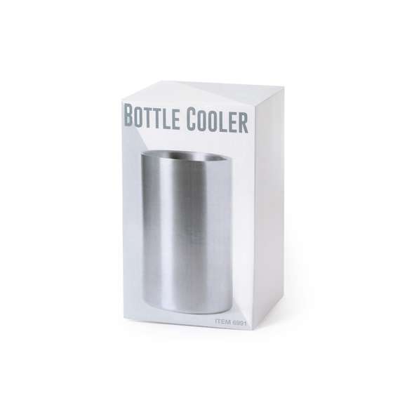Enfriador, fabricado en acero inox de acabado mate para 1 botella. Presentado en atractiva caja de diseño.