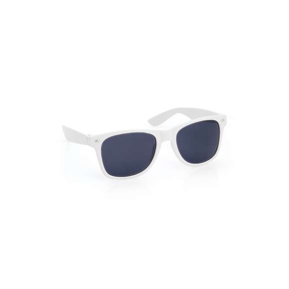 Gafas de sol con protección UV400. Motura resistente con diseño elegante y acabado brillante, en divertidos y variados colores. Las lentes son de color negro para garantizar estilo. Presentado en una bolsa individual reciclada.