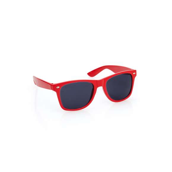 Gafas de sol con protección UV400. Motura resistente con diseño elegante y acabado brillante, en divertidos y variados colores. Las lentes son de color negro para garantizar estilo. Presentado en una bolsa individual reciclada.