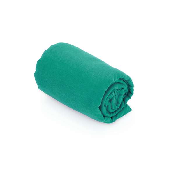 Toalla de 138x72cmcm en absorbente y suave microfibra de 200g/m2 en variados colores. Presentada en práctica bolsa de transporte de redecilla con accesorio de ajuste.