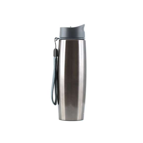 Bidón termo de Antonio Miró. En acero inox, de 500ml de capacidad con cuerpo metalizado en combinación con accesorios en sobrios colores. Con tapa dosificador de seguridad y presentada en caja individual con logotipo de la marca. Disponible manual de instrucciones en español e inglés.