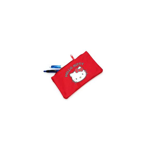  	Estuche portatodo de Hello Kitty en resistente poliéster 600D con diseño de gatita de la marca. Con cierre de cremallera y tirador a juego.