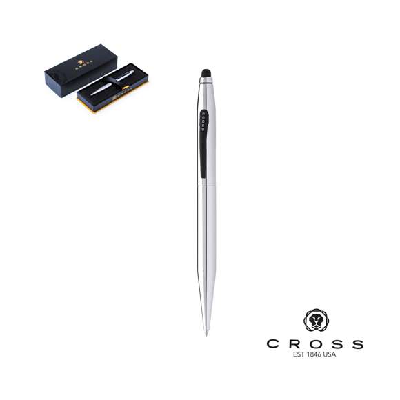 Bolígrafo puntero de Cross modelo Tech 2. Con mecanismo retráctil, de clásico diseño bicolor, cuerpo metálico en suave acabado de variados colores y original clip en negro. Presentado en elegante estuche individual en color negro, con logotipo de la marca e interior en suave antelina a juego. En tinta negra.