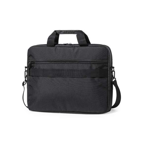 Maletín de Antonio Miró de calidad premium en resistente poliéster 600D. De sobrio diseño y con compartimento acolchado para portátil de hasta 15 pulgadas. Con cómoda asa de transporte reforzada, cierres de cremallera con tiradores metálicos y bolsillo frontal. Logotipo de la marca en frontal.