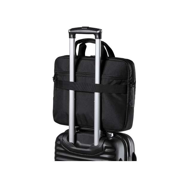 Maletín de Antonio Miró de calidad premium en resistente poliéster 600D. De sobrio diseño y con compartimento acolchado para portátil de hasta 15 pulgadas. Con cómoda asa de transporte reforzada, cierres de cremallera con tiradores metálicos y bolsillo frontal. Logotipo de la marca en frontal.