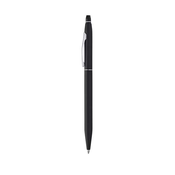 Bolígrafo de Cross modelo Classik Click, que combina la silueta más icónica de Cross con un mecanismo clic rápido y retráctil y un cuerpo metálico en suave acabado. De cartucho jumbo y en tinta negra. Presentado en elegante estuche individual de color negro con logotipo de la marca, e interior en suave antelina a juego.
