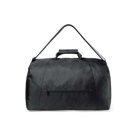 Bolso de Antonio Miró, fabricado en resistente poliéster 300D con acabados en negro. Compartimento principal y bolsillos exteriores con cierre de cremallera a juego  asas de transporte con velcro y bolsillos laterales. Con logotipo de la marca en la base y cinta bandolera ajustable.