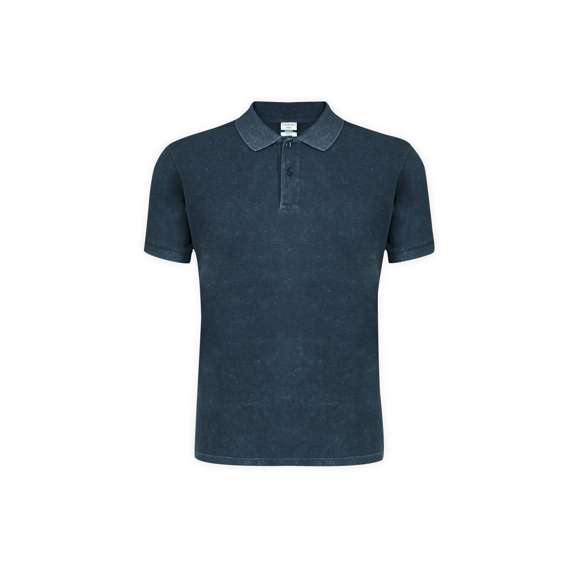 Polo manga corta unisex con efecto lavado jeans lo que hace que cada pieza sea única e irrepetible. Detalle en contraste en elástico de cuello y mangas. Confeccionado en piqué 100% algodón peinado Ring Spun de 180g/m2. Tacto suave y corte moderno. Tapeta de dos botones al tono. Doble costura en dobladillo y mangas para una mayor durabilidad y resistencia al uso intensivo. Etiqueta fácilmente removible. Disponible en tallas XS, S, M, L, XL y XXL.