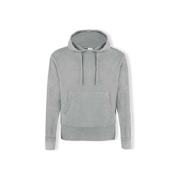 Sudadera unisex con capucha y tejido con efecto lavado jeans lo que hace que cada pieza sea única e irrepetible. Bolsillo canguro y elásticos de ancho extra para un ajuste perfecto. Detalle en contraste en elástico de puños y bajo. Confeccionado en 100% algodón peinado con un gramaje de 280g/m2. Tacto suave y corte moderno. Cordones ajustables planos y ojetes de confección, evitando así el uso de metal. Dobles costuras para una mayor durabilidad y resistencia al uso intensivo. Etiqueta fácilmente removible. Disponible en tallas XS, S, M, L, XL y XXL.