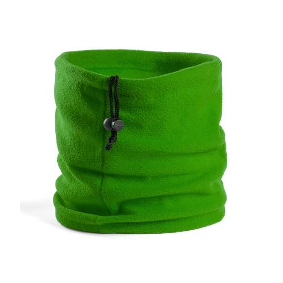  	Braga para cuello o cabeza en material polar fleece de 200g/m2 con tratamiento anti-pilling. En variada gama de vivos colores y con cierre de cordón con accesorio de ajuste.