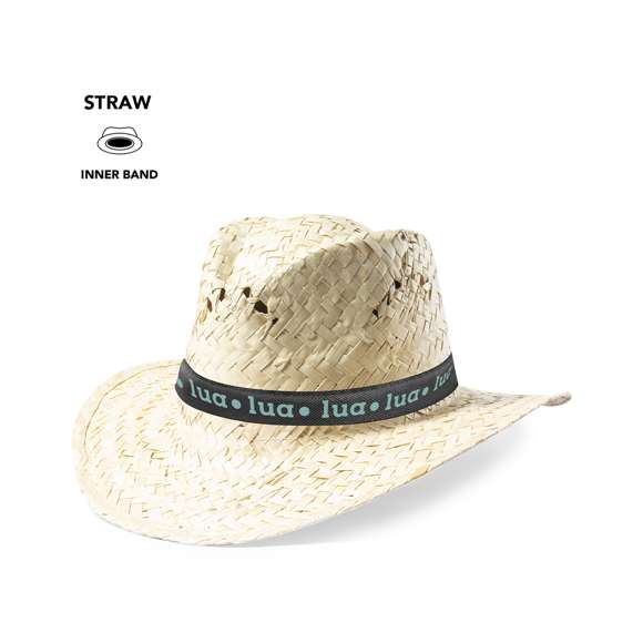 Sombrero de paja en color blanco con confortable cinta interior y agujeros de ventilación.