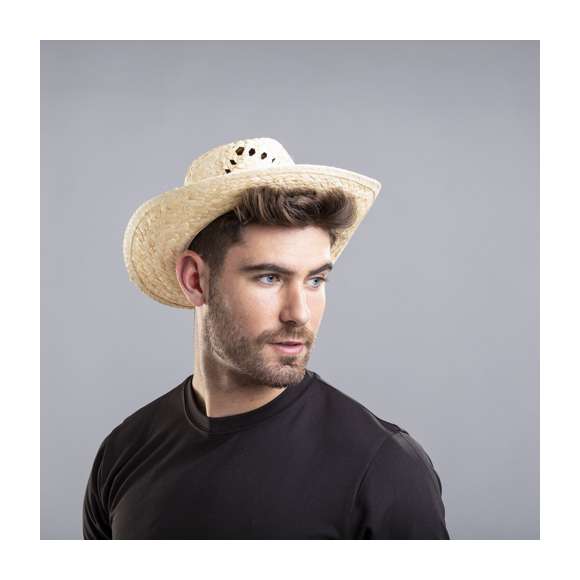 Sombrero de paja en color blanco con confortable cinta interior y agujeros de ventilación.