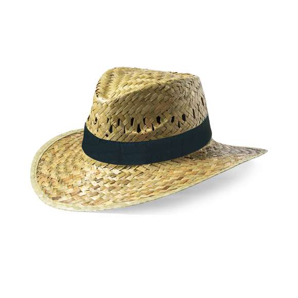 Sombrero de paja. Fabricado con paja trenzada en color verde natural, su forma de confeccionarlo hace que sea transpirable. Cuenta con una cinta interior para que sea más confortable.