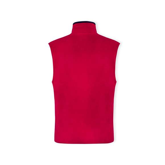 Chaleco en cálido y suave polar fleece de 280g/m2 con tratamiento anti-pilling. Con cuello de interior en color, cierre de cremallera con cinta en tirador, bolsillos laterales de cremallera y cintura elástica. Disponible en tallas M, L, XL, XXL.