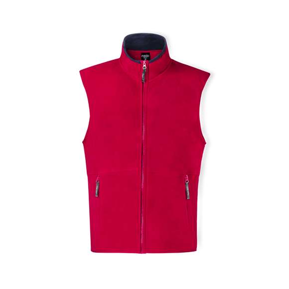 Chaleco en cálido y suave polar fleece de 280g/m2 con tratamiento anti-pilling. Con cuello de interior en color, cierre de cremallera con cinta en tirador, bolsillos laterales de cremallera y cintura elástica. Disponible en tallas M, L, XL, XXL.