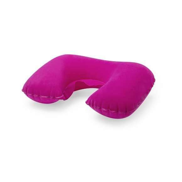  	Almohadilla inflable para cuello de suave antelina en variada gama de vivos colores.