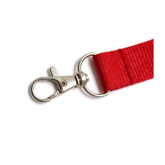 Lanyard fabricado en resistente poliester. Con gancho metálico giratorio. Disponible en extensa gama de colores, color blanco especial para la sublimación.