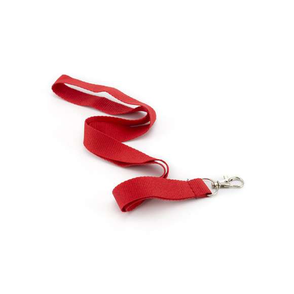 Lanyard fabricado en resistente poliester. Con gancho metálico giratorio. Disponible en extensa gama de colores, color blanco especial para la sublimación.