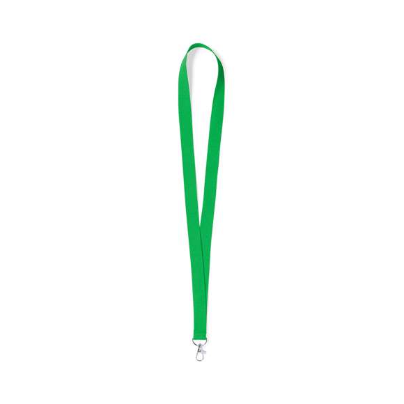 Lanyard fabricado en resistente poliester. Con gancho metálico giratorio. Disponible en extensa gama de colores, color blanco especial para la sublimación.