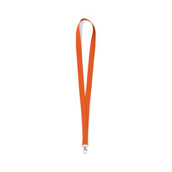 Lanyard fabricado en resistente poliester. Con gancho metálico giratorio. Disponible en extensa gama de colores, color blanco especial para la sublimación.