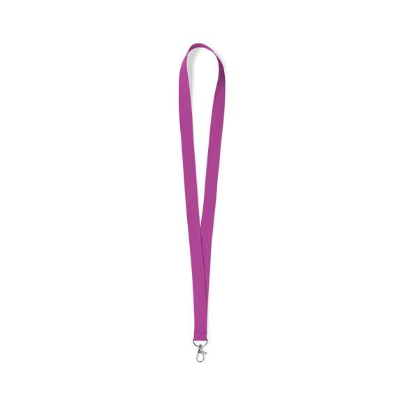 Lanyard fabricado en resistente poliester. Con gancho metálico giratorio. Disponible en extensa gama de colores, color blanco especial para la sublimación.