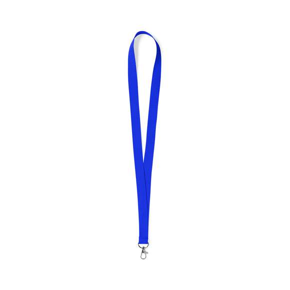 Lanyard fabricado en resistente poliester. Con gancho metálico giratorio. Disponible en extensa gama de colores, color blanco especial para la sublimación.