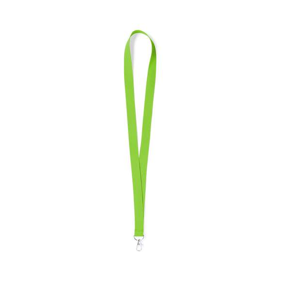 Lanyard fabricado en resistente poliester. Con gancho metálico giratorio. Disponible en extensa gama de colores, color blanco especial para la sublimación.