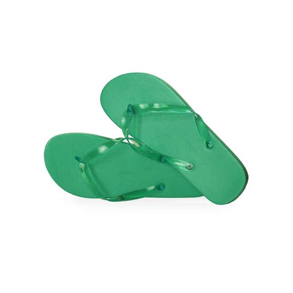 Par de chanclas fabricadas en EVA y PVC. Suela hecha de resistente EVA para una alta durabilidad y tiras ergonómicas fabricadas en PVC a juego. Disponibles en una variada gama de colores vibrantes adaptándose a cualquier estilo. Tallas 36-38 y 42-44.