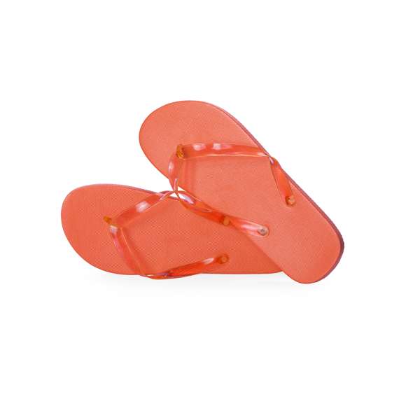Par de chanclas fabricadas en EVA y PVC. Suela hecha de resistente EVA para una alta durabilidad y tiras ergonómicas fabricadas en PVC a juego. Disponibles en una variada gama de colores vibrantes adaptándose a cualquier estilo. Tallas 36-38 y 42-44.