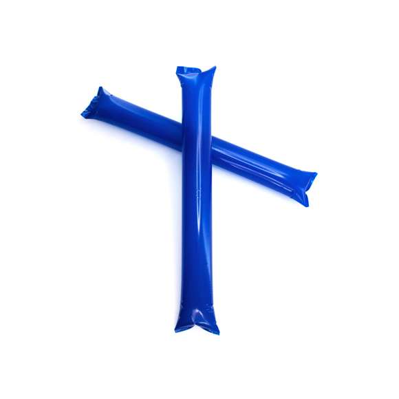  	Par de bastom sticks/aplaudidores en resistente y ruidoso material LDPE de vivos colores. Reutilizables y con válvula de inflado incluida.