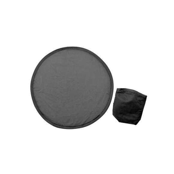 Frisbee plegable en poliéster de vivos colores, con funda individual a juego y fácil sistema de plegado para tamaño compacto.