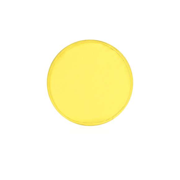 Frisbee plegable en poliéster de vivos colores, con funda individual a juego y fácil sistema de plegado para tamaño compacto.