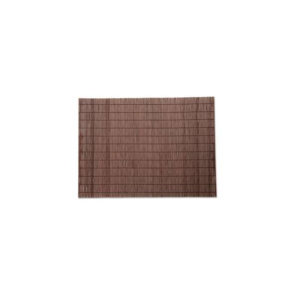 Salvamantel plegable de diseño rectangular en madera de bambú de variados colores. Con refuerzos en resistente hilo.