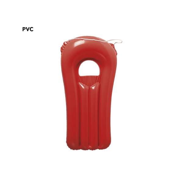 	Original colchoneta inflable de PVC con ventana transparente y cordón de transporte en vivos colores.