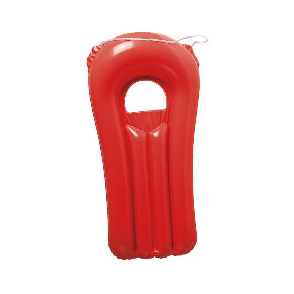  	Original colchoneta inflable de PVC con ventana transparente y cordón de transporte en vivos colores.