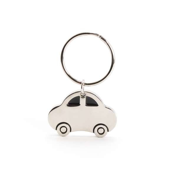 Llavero metálico en divertido diseño de coche especialmente diseñado para marcaje en láser.