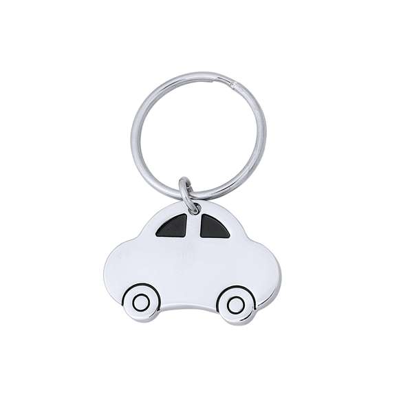 Llavero metálico en divertido diseño de coche especialmente diseñado para marcaje en láser.
