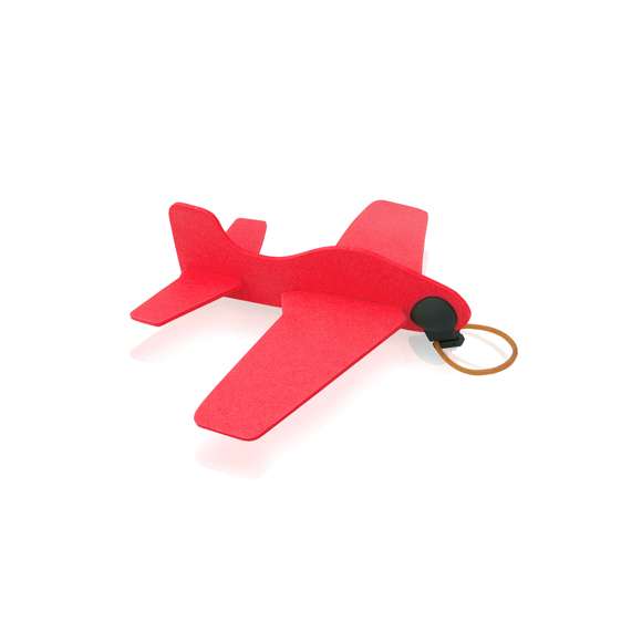 Avioneta desmontable con cuerpo en suave EVA de vivos colores y elástico de lanzamiento. Presentada en pastilla plana para fácil marcaje.